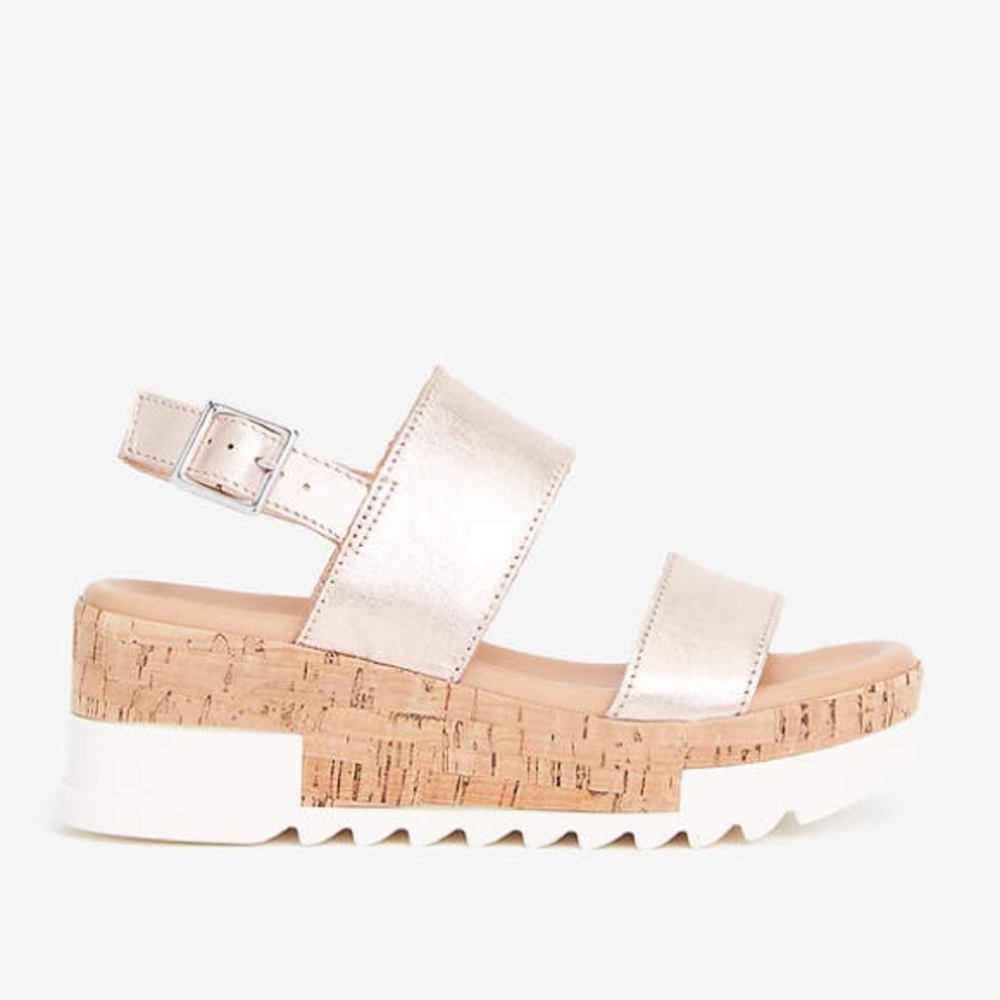 STEVE MADDEN Rose Gold Leather Platform Sandals - Picture 3 of 9